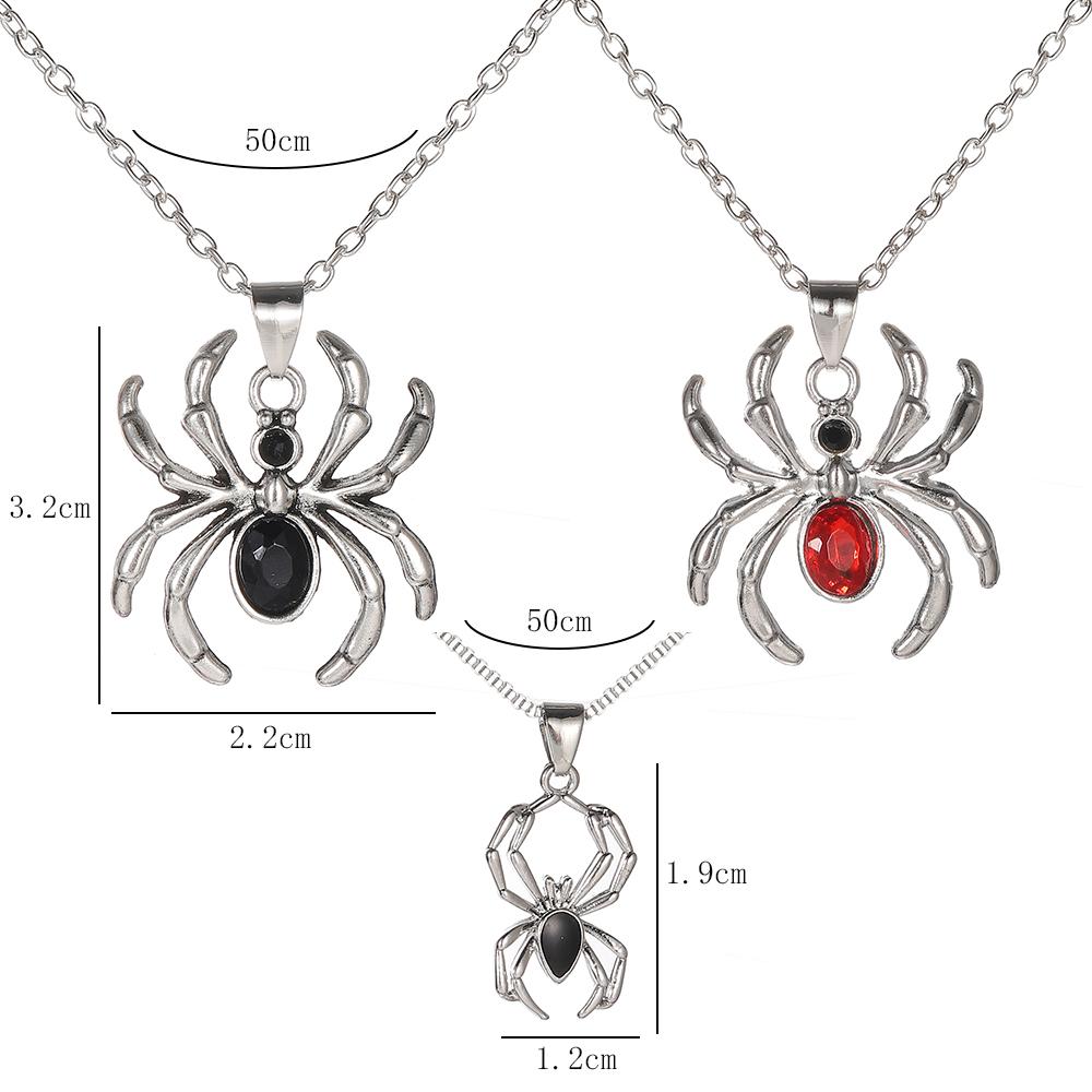 New Geometry Zircon Spider Pendant Necklace Earrings Keychain Trendy Retro Versatile New Gothic Jewelry Gift Wholesale