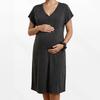 Maternity Nursing Dress V-Neck Loose Short Sleeve Midi Pregnancy Postpartum Breastfeeding Home Wear Modal Blend