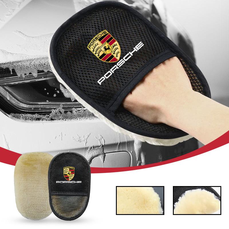 1 шт. Перчатки для мытья автомобиля из шерсти, бархатные, утолщенные, с кашемировой шерстью, протирочные перчатки для автомобиля, для Porsche Cayenne Panamera Macan 911 718 Taycan