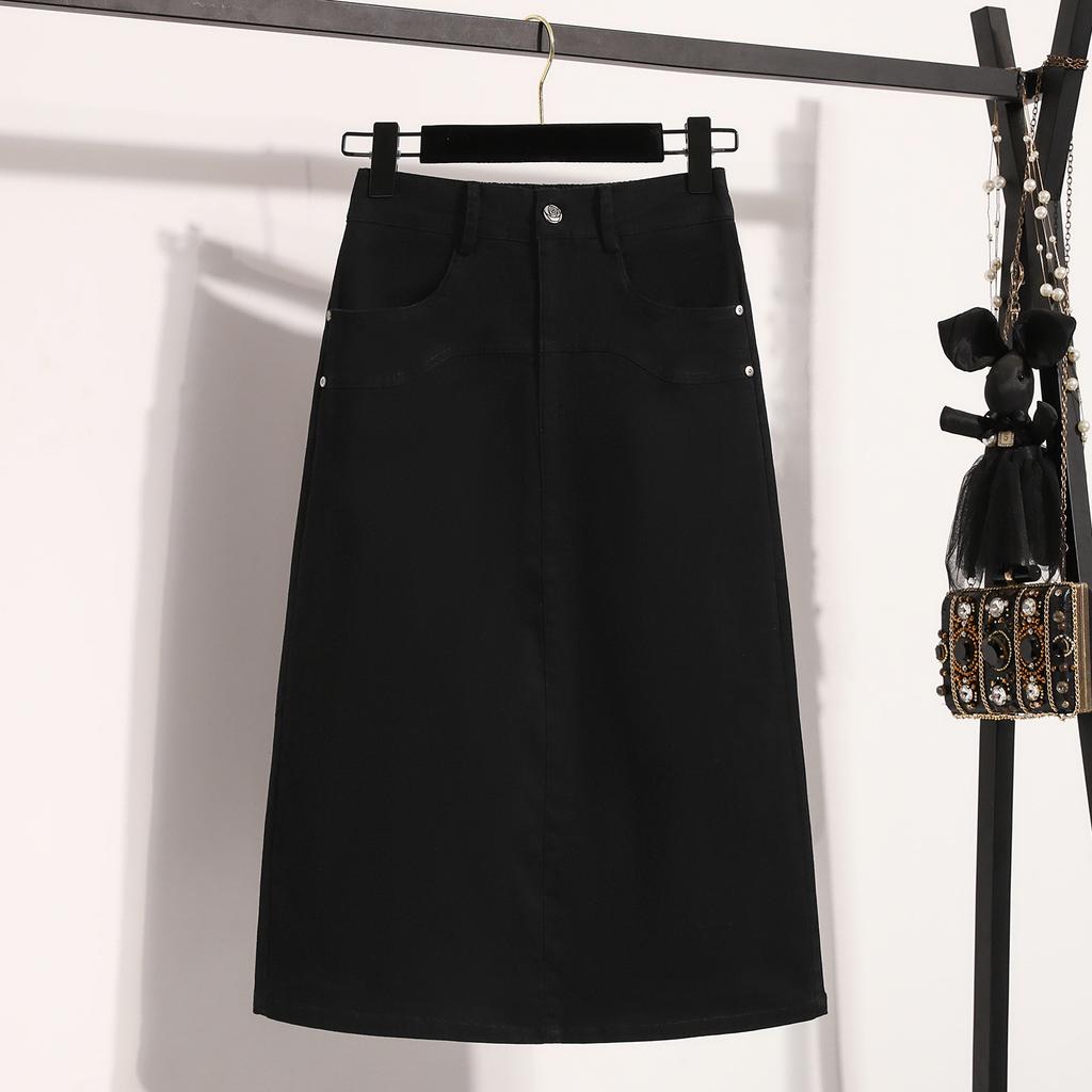 DIMANAF 2025 Большие размеры Новые весенние эластичные хлопковые юбки женские А-силуэта модная свободная юбка с высокой талией винтажное макси