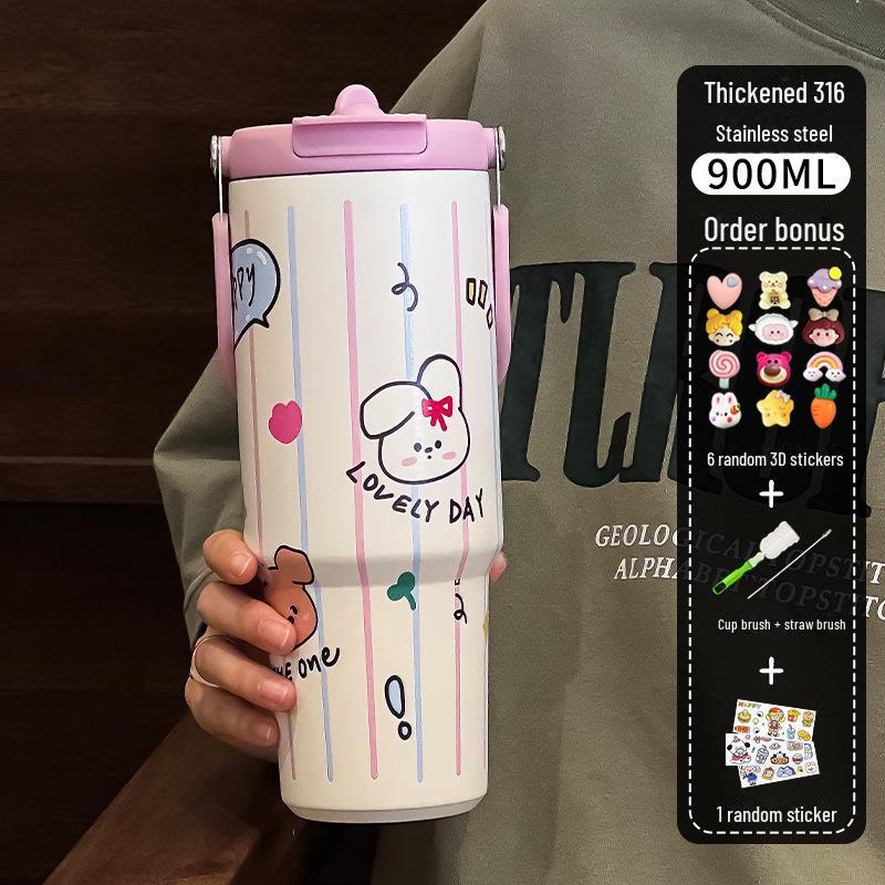 Термос с трубочкой и большой емкостью 2024 для девочек — стильная дорожная и гигантская ледяная чашка