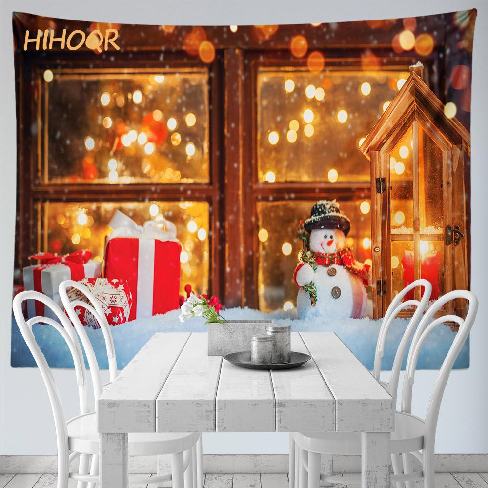 Рождественский гобелен настенный Санта-Клаус Рождественская снежная сцена гобелен на окно Эстетический декор комнаты украшение для дома и праздника