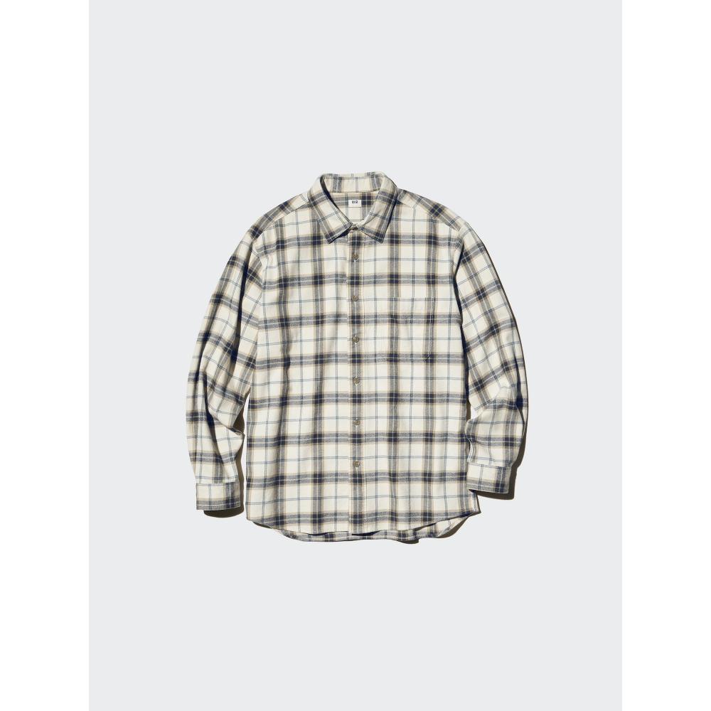 Uniqlo Фланелевая клетчатая рубашка  Длинный рукав  B