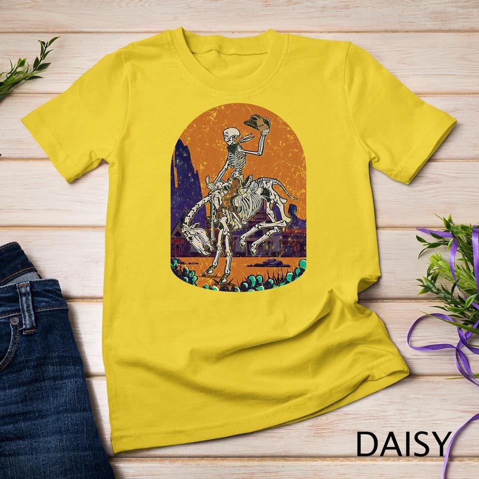 Western Country Cowgirl Cowboy Skeleton Halloween Spooky Unisex T-shirt 4
