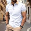 Men's Fashion Polo Shirt Colour Blocking Buttons Top Men's Sports Polo Shirt New Short-sleeved Body Shirt
