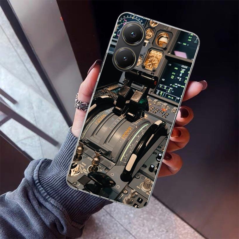 Aviation Aeroplane Pilot Cockpit Phone Case For Xiaomi Poco X7 X6 X5 Pro F7 Ultra Redmi 15C 15 13 13C 12 12C 10 10A 10C 9 9A 9C