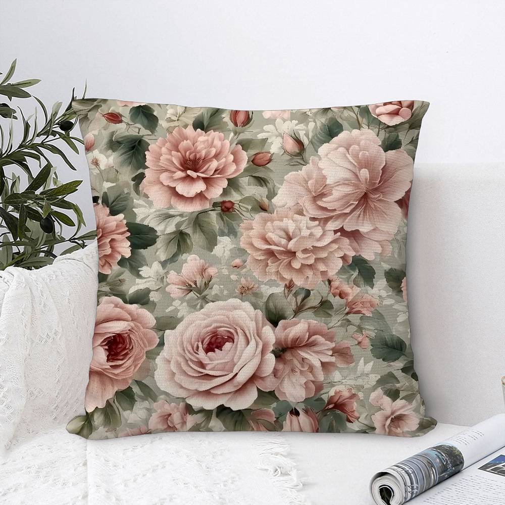 Наволочка с цветочным узором «Розы», декоративная для дивана, для дома, двусторонняя печать, плюшевая, квадратная, накидка на подушку, чехол для декора подушки