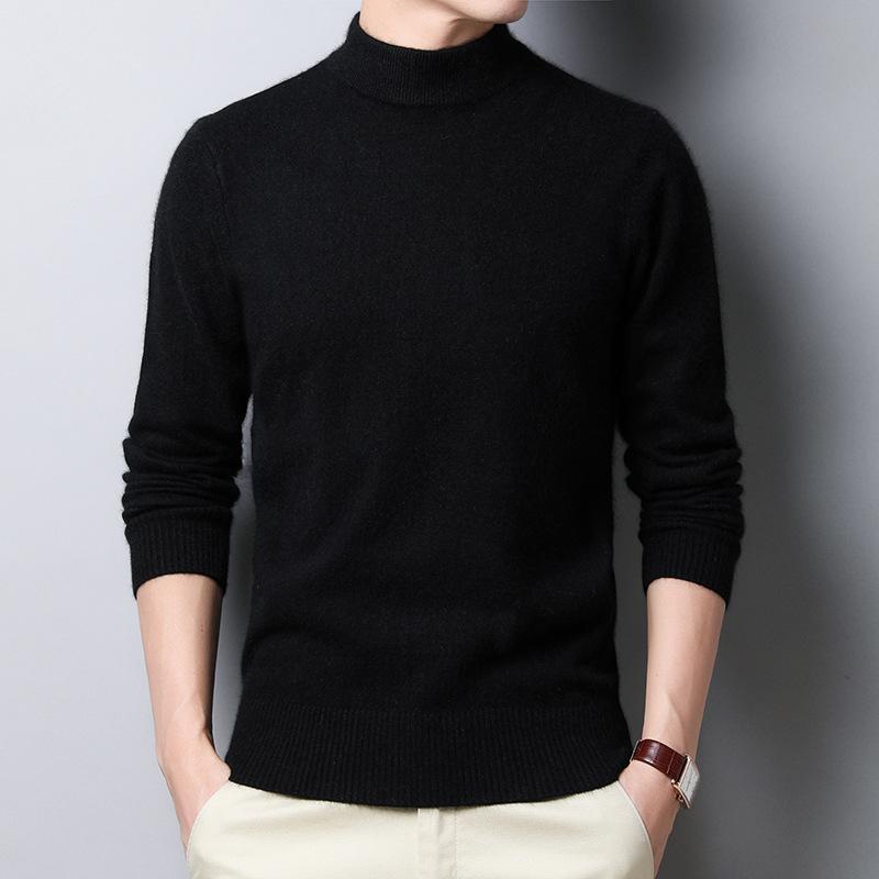 Сплошной цвет мужчины водолазка кашемировый свитер Slim Fit дна свитер бизнес