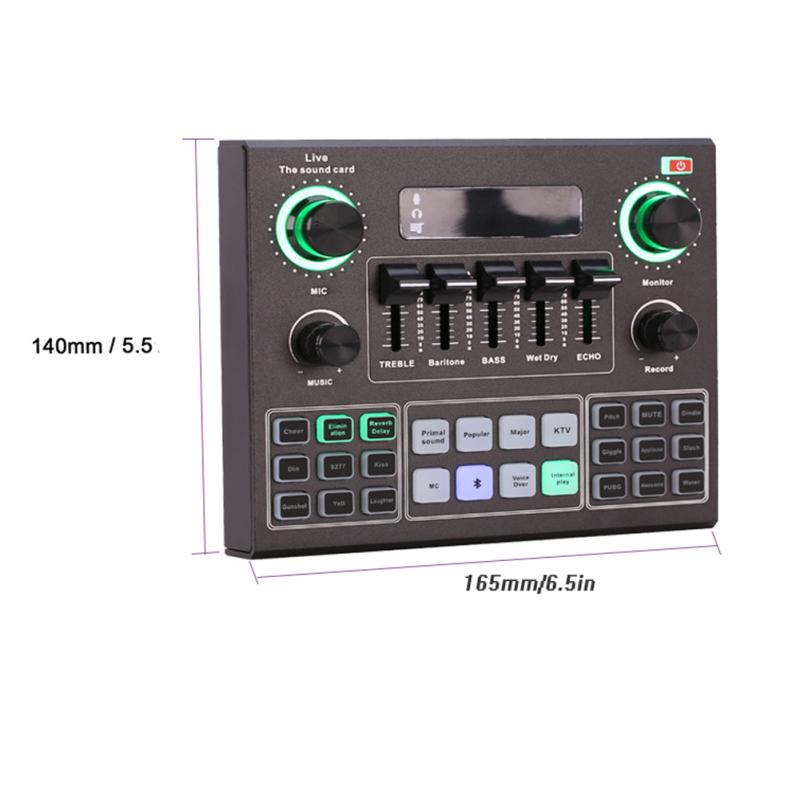 Sound Mixer Board for Live Streaming Voice Changer Sound Card with Multiple Sound Effects Audio