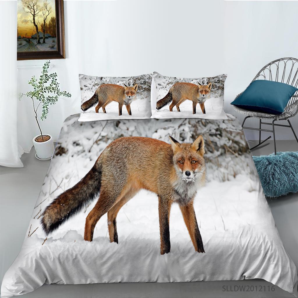 3D Fox Pattern Home Bedding Set Bedroom Quilt Cover Pillow Case Extra Large Full Size Bedding Set Home Decoration Gift