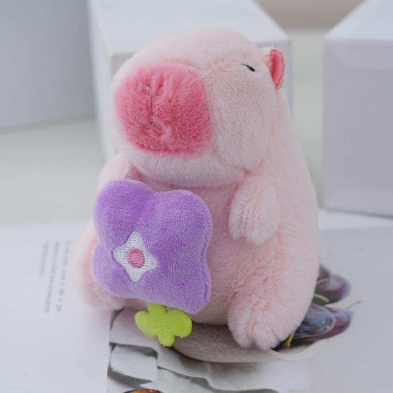 Pink KapiBala Pendant Water Guinea Pig Keychain Bag Pendant Cute Internet Celebrity Plush Toy Doll Ideal For Gift Idea