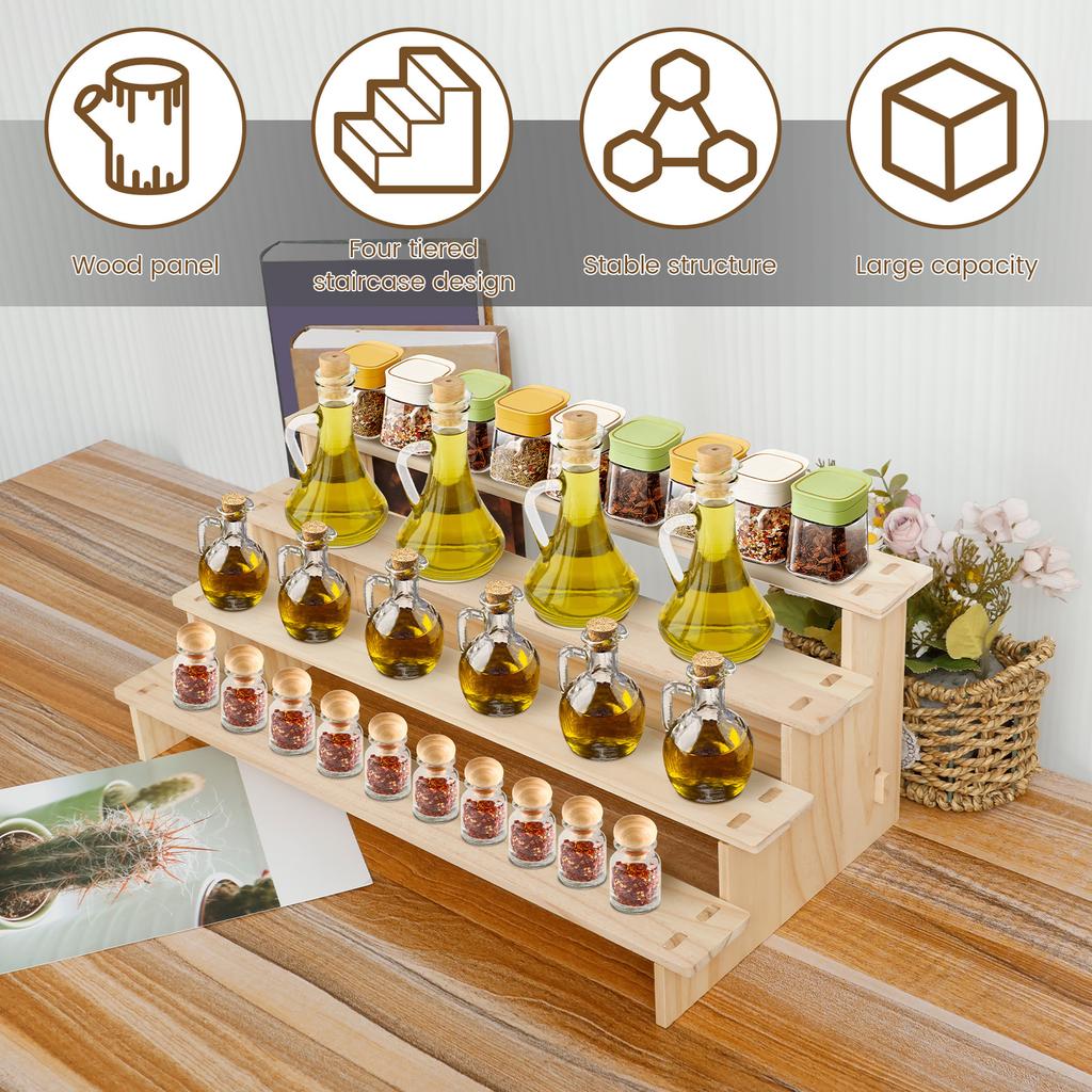 Большая деревянная подставка-райзер для дисплея, подставка-лестница для кукол, фигурок, игрушек, витрина, полка для организации макияжа, парфюмерии, приправ