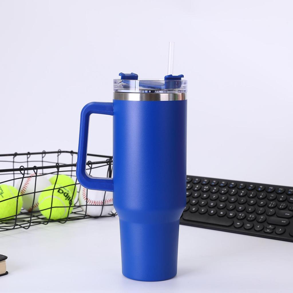 Автомобильная кружка из нержавеющей стали объемом 40 унций с ручкой и трубочкой, изолированная для холодных напитков