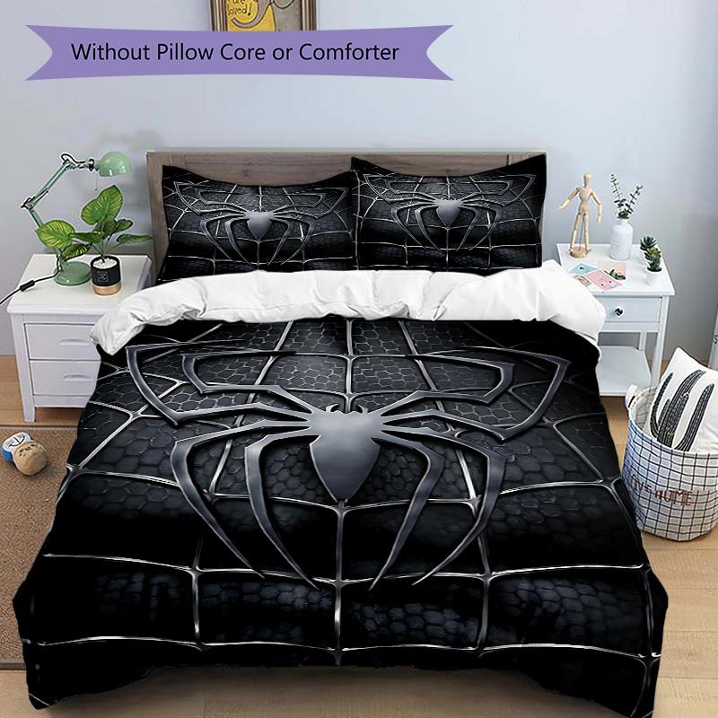 Spiderman Black Suit Print 3Pcs Bedding Setduvet Cover With 2 Bedropillowcase Home Birthday Gift