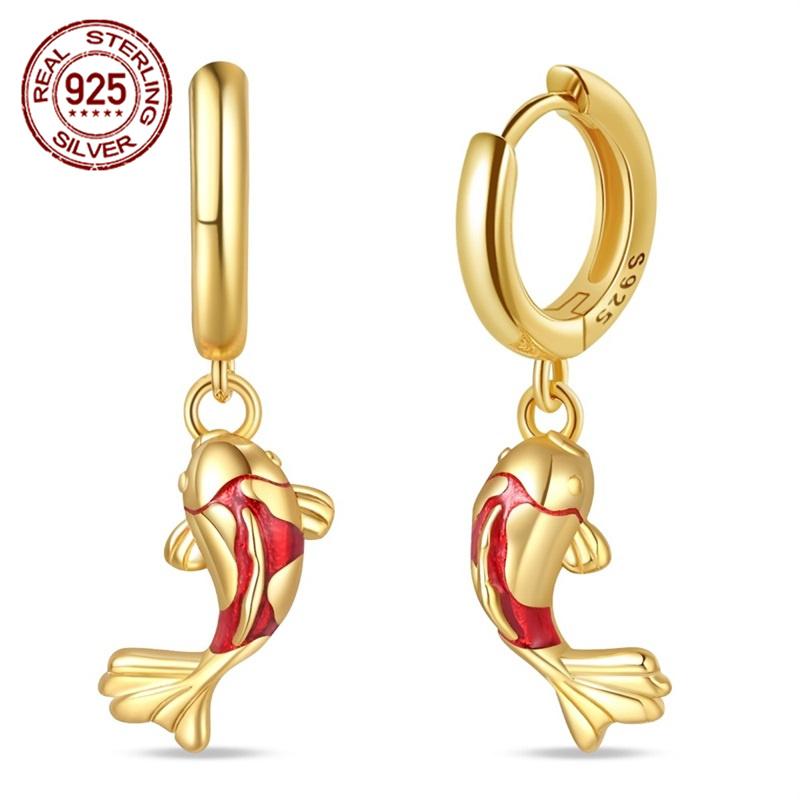 Женские Серьги Оригинальные S925 Серебро Звезда Божья Коровка, Серьги Карп Подходят Для Вечеринки Подарки Паре Модные Новые Продукты