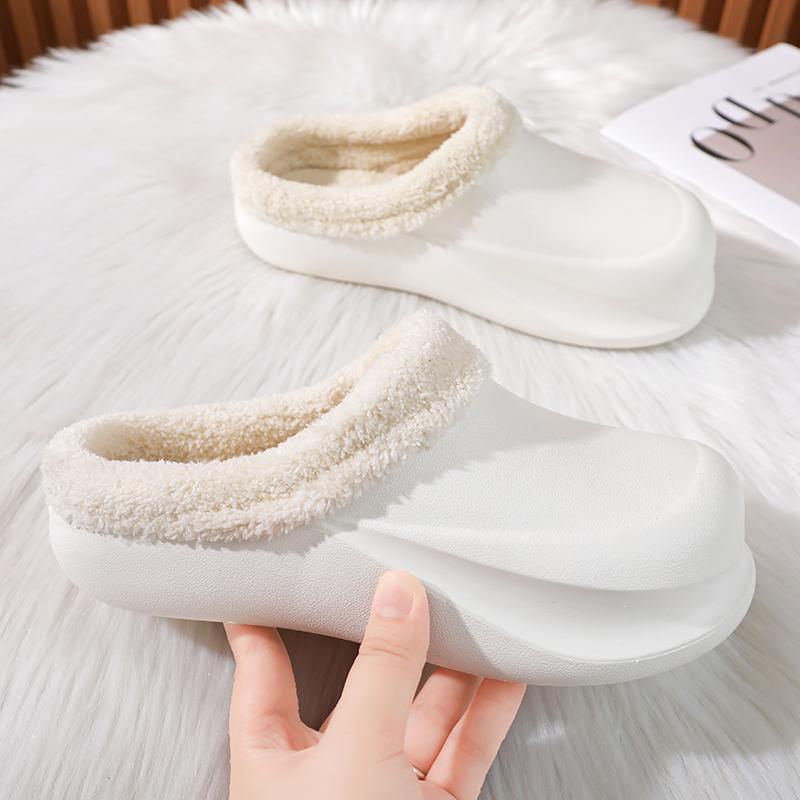 Fashion Mens Shoes New High-quality Home Warm Cotton Slippers for Men's Winter Outdoor Platform Thick Soled Couple Half Slippers 2024