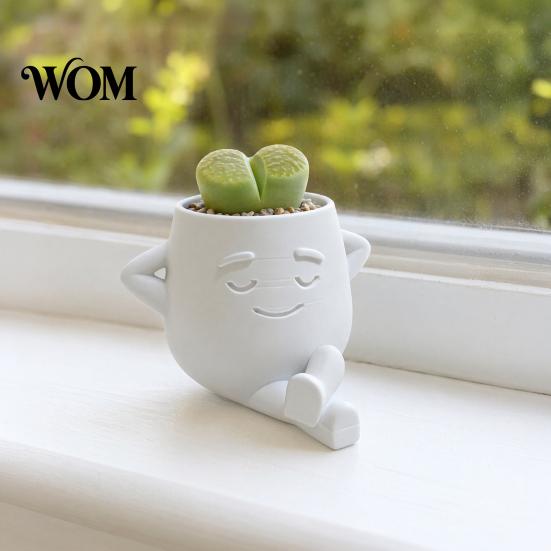 Plants Container 3D Printed Face Planter Pot, Decorative Flowerpot for Indoor Outdoor, Desktop Pot Cactus Succulents Home Balcony Garden