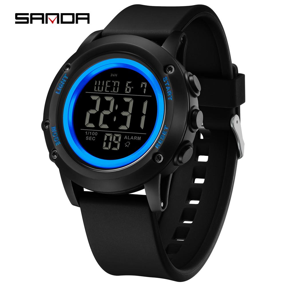 Sanda 2165 Fashion Men's Watch Sports Fitness Running Watch Multi functional Waterproof LED Night Light Digital Watch