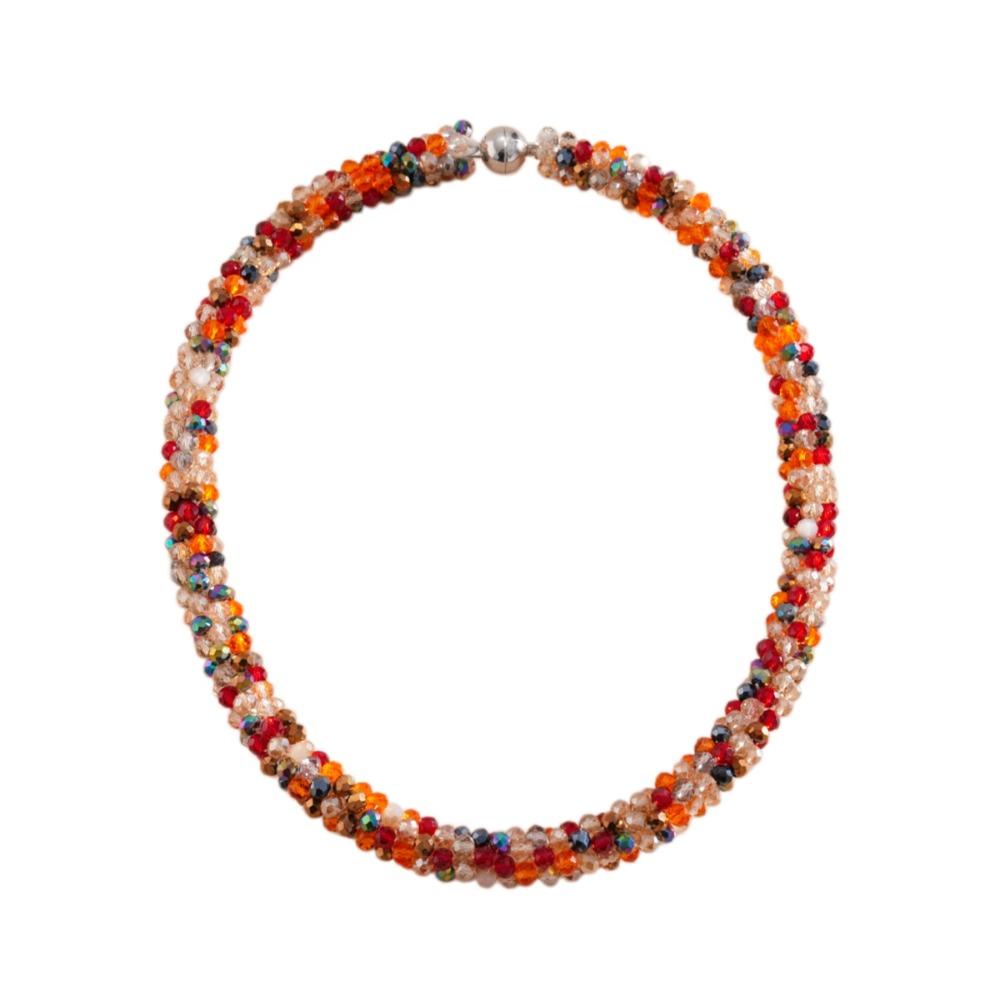 Colored Glass Bead Vintage Ethnic Glass Necklace Neck Jewelry Retro Lovers Choker Holiday