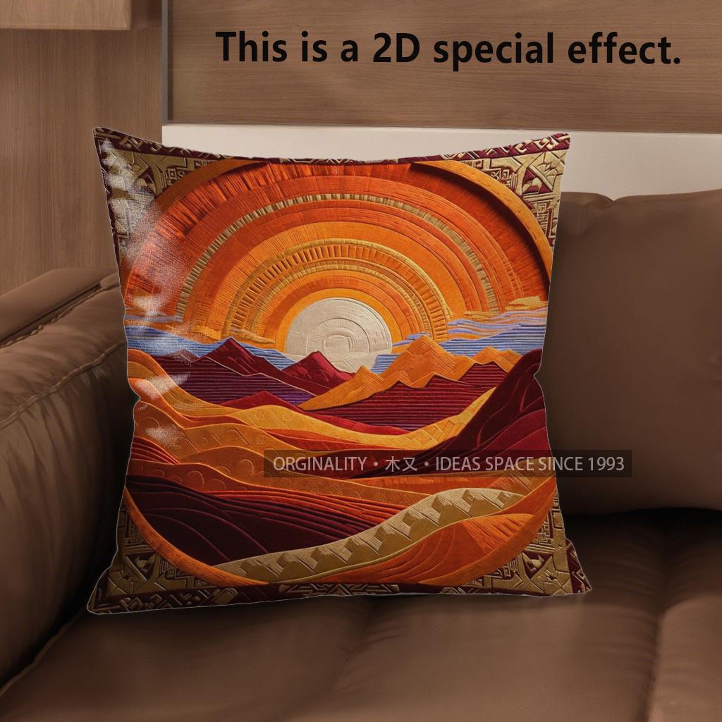 D Southwestern Desert Sunset Boho Pillow Covers Pattern Cushion Cover Suitable For Sofa Bedroom Car Pillow Cover