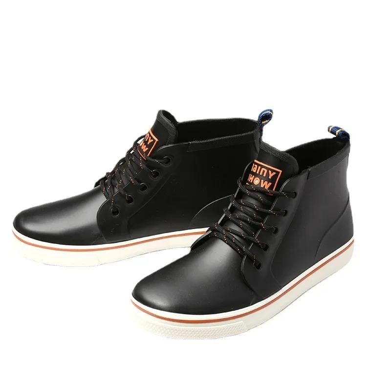 Повседневные резиновые сапоги для отдыха на открытом воздухе, мужские резиновые ботинки, резиновые сапоги до щиколотки, удобные без застежек, обувь для рыбалки, мужские водонепроницаемые рабочие ботинки, обувь для пар