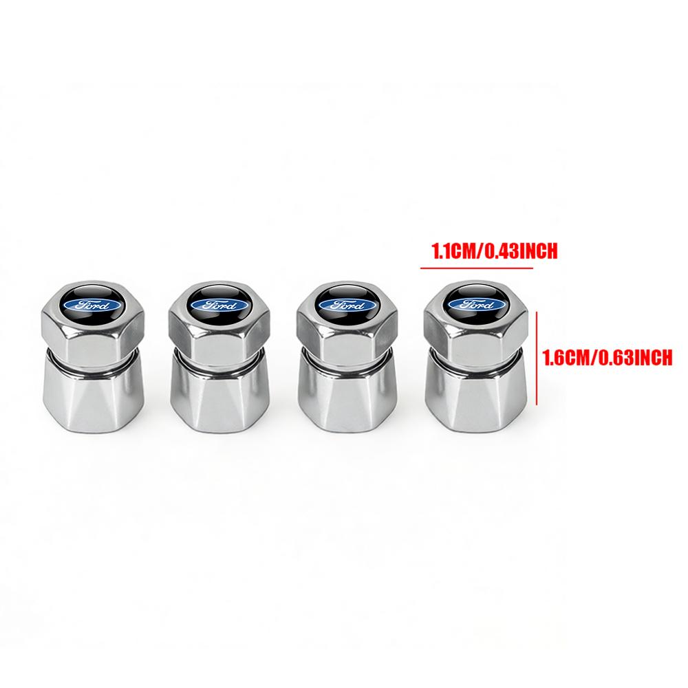 AJR1 4Pcs Car Metal Wheel Tyre Valve Caps Stem Covers For Ford Focus Kuga Mondeo Ranger Fiesta Mustang ST Shelby Fusion Edge Escape