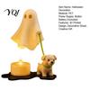 Indoor Holiday Home Decorations Ghost Walking Dog Night Light, 3D Printed LED Warm Lamp, Cute Decorative with Leash Puppy Statue Candle, Halloween