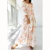 Women Summer Off Shoulder Bohemian Beach Maxi Dresses Print Boho Long Dress