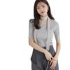 Proportion Body Dressing Ribbed Knit Sweater with Gray Women's Choker,