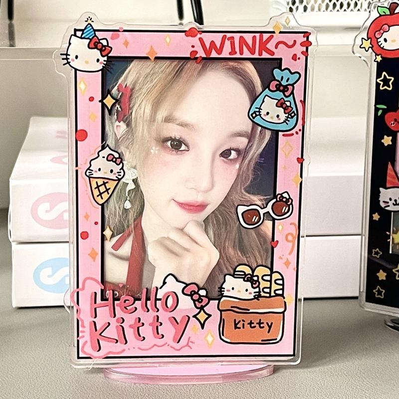 Держатель для фотокарточек Hello Kitty 3 дюйма Kpop Карточки Акриловая подставка для дисплея Милая фоторамка KT Мультяшный стиль Защитные подставки для фотокарточек