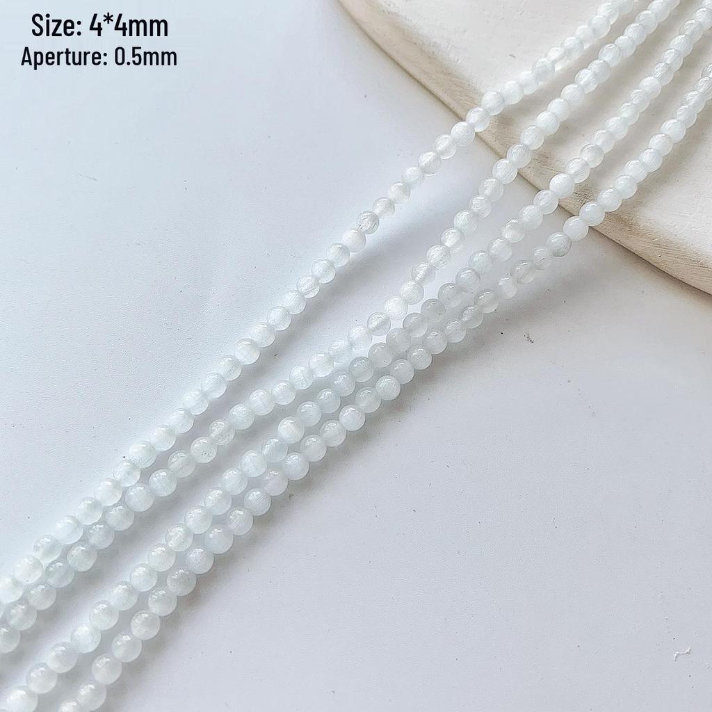 Бусины из лунного камня с эффектом кошачьего глаза холодных тонов 6-10 мм для изготовления украшений своими руками