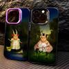 Винтажный чехол-телефон с кроликом-аристократом для iPhone 17, 16, 15, 14, 13, 12, 11 Plus, Pro Max, цветной, посеребренная внутренняя крышка