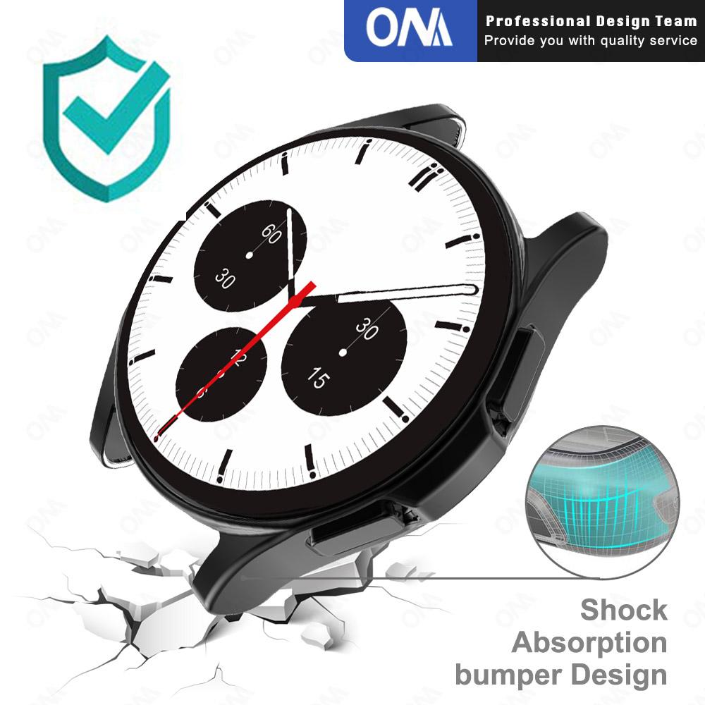 Чехол + Закаленное стекло для Samsung Galaxy Watch 4 Classic 42/46 мм Защитная пленка для экрана от царапин и бампер Защитный чехол-накладка