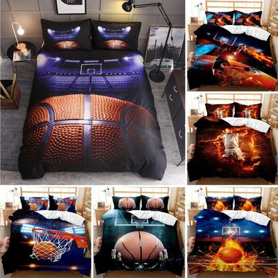 Комплект постельного белья с баскетбольным мячом King Queen Ball Sport Theme Комплект постельного белья для мальчиков и подростков Basketball Fan Room Полиэстеровый пододеяльник