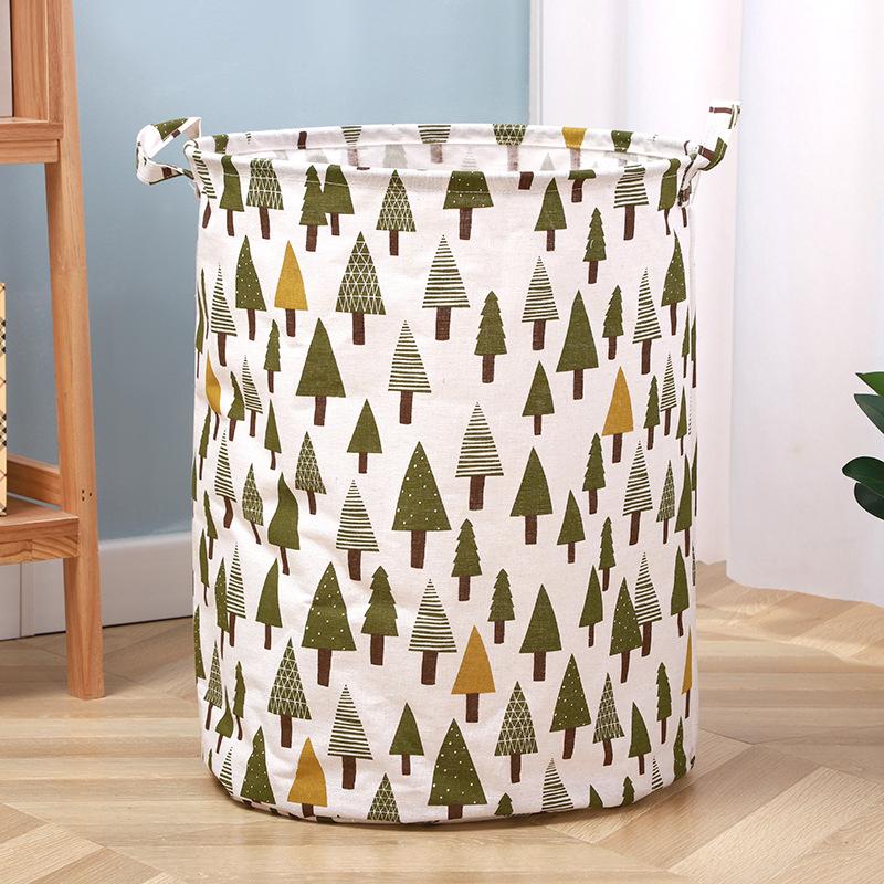 Round Dirty Clothes Basket Portable Fabric Laundry Hamper Foldable Dustproof Multifunctional Storage Bucket Sundries