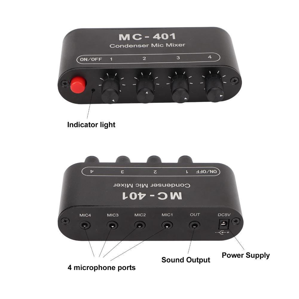 3.5mm Stereo 4 in 1 Out Mic Mixer Portable Microphone Mixer Extender Speaker Use