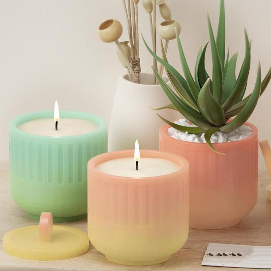 Форма для чашки для свечи с крышкой, круглая, нелипкая, многоразовая, силиконовая, легкая форма для подсвечника