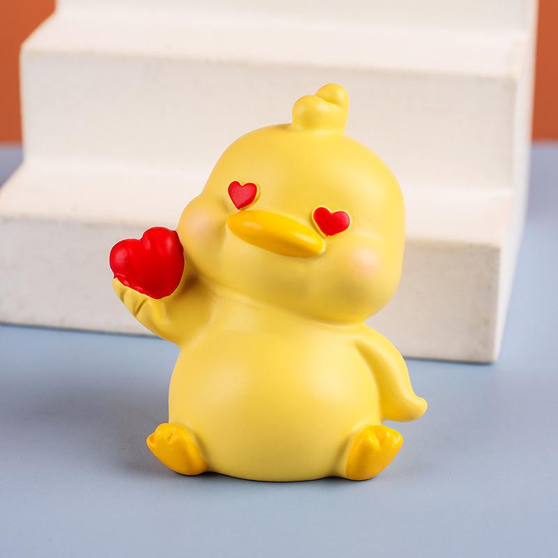 Cute MOMO Duck Resin Decoration Little Yellow Duck Cartoon Gift Creative Home Decoration Car Decoration, Desktop Decoration Small Gift