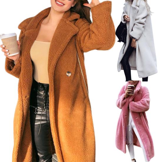 Long Coat Warm-keeping Wear Resistant Plush Women Cardigan Coat Winter Outerwear