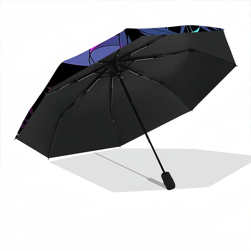 1pc Neon Wolf Vibrant Ears Automatic Open/Close Umbrella 8-Rib Strong Frame, Portable Travel Umbrella for Women & Men, 062