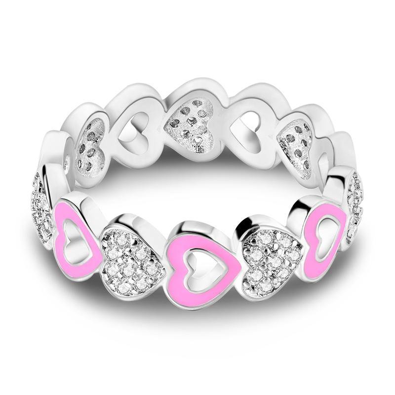 Новый дизайн Кольцо из серебра 925 пробы с розовым цирконом в форме сердца Бесконечность Кольца на палец для женщин Высококачественное Свадебное украшение Подарок