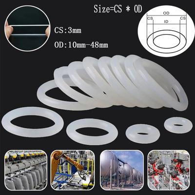 5/25 шт. OD10-48 мм поперечное сечение 3 мм белые силиконовые резиновые уплотнительные кольца шайба пищевого качества