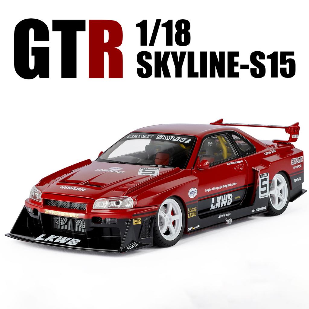 1/18 Nissan Skyline Ares GTR R34 Alloy Modified Wide Body Sports Car Model Diecast Raing Vehicle Car Model Sound Light Kids Gift