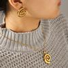 18k Gold Threaded Hoop Pendant Necklace, Light Luxury High-end Jewelry, Titanium Steel Earrings, Non-fading Accessories