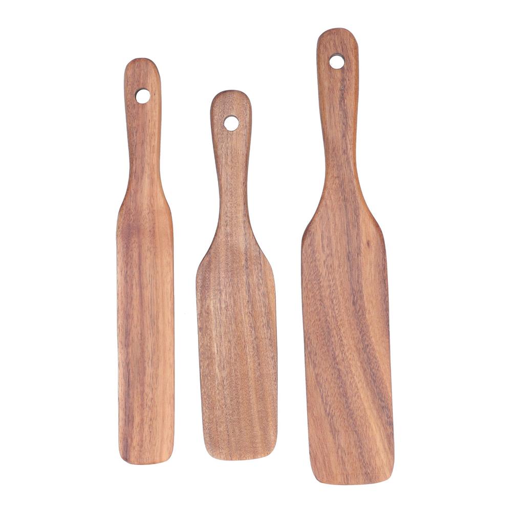 3Pcs Set Wooden Spurtles Set Slotted Spatula Kitchen Utensil for Stirring Mixing