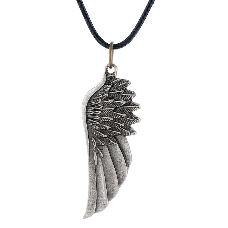 Vintage Angel Wing Pendant Necklace, Simple Alloy Jewelry for Men