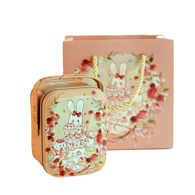 1 шт. подарочная упаковка, портативные пасхальные принадлежности для фестиваля, коробка для печенья, оригинальная ручная жестяная коробка, подставка для конфет, подарочная коробка в виде кролика