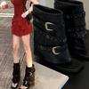 Vintage Belt Buckle Toe Cool Boots New Thick Heel Fried Street Hot Girl Trousers Boots Metal Buckle Sandals Women