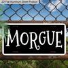 2D плоский, 1 шт. Алюминиевая табличка "MORGUE" 12''x6'', Стиль готического хоррора, Настенный и автомобильный декор для Хэллоуина, Дома с привидениями и Жутких тематических пространств - Уникальный