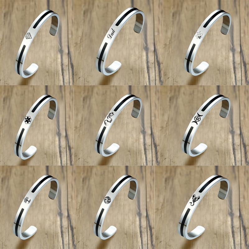 8 мм простые мужские браслеты со звездой Давида на заказ Дракон Скорпион Нержавеющая сталь эмалированные браслеты-манжеты ювелирные изделия для папы бойфренда подарок